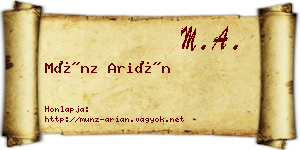 Münz Arián névjegykártya
